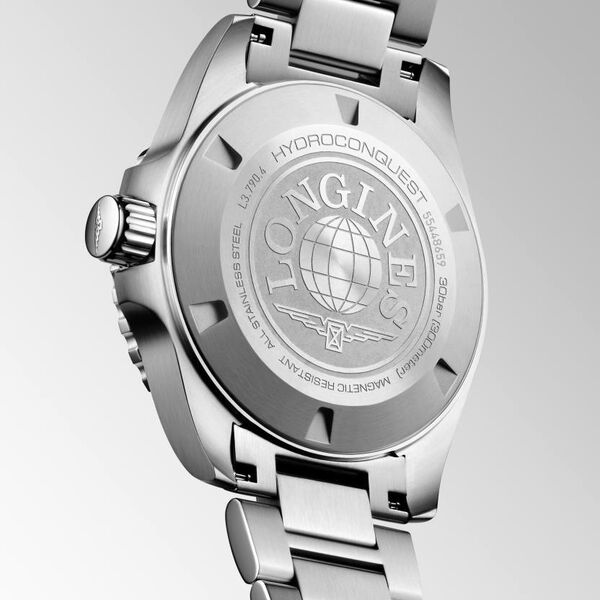 HydroConquest 41 mm GMT automatique en acier inoxydable